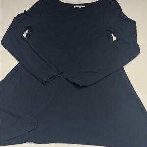 Joan Vass Black Long Sleeve Crew Top